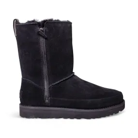 UGG Classic Zip Short Suede Black Boots - Women's