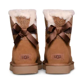 UGG Mini Bailey Bow Micro Cheetah Chestnut Boots - Women's