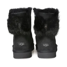 UGG Mini Puff Crystal Bow Black Boots - Women's