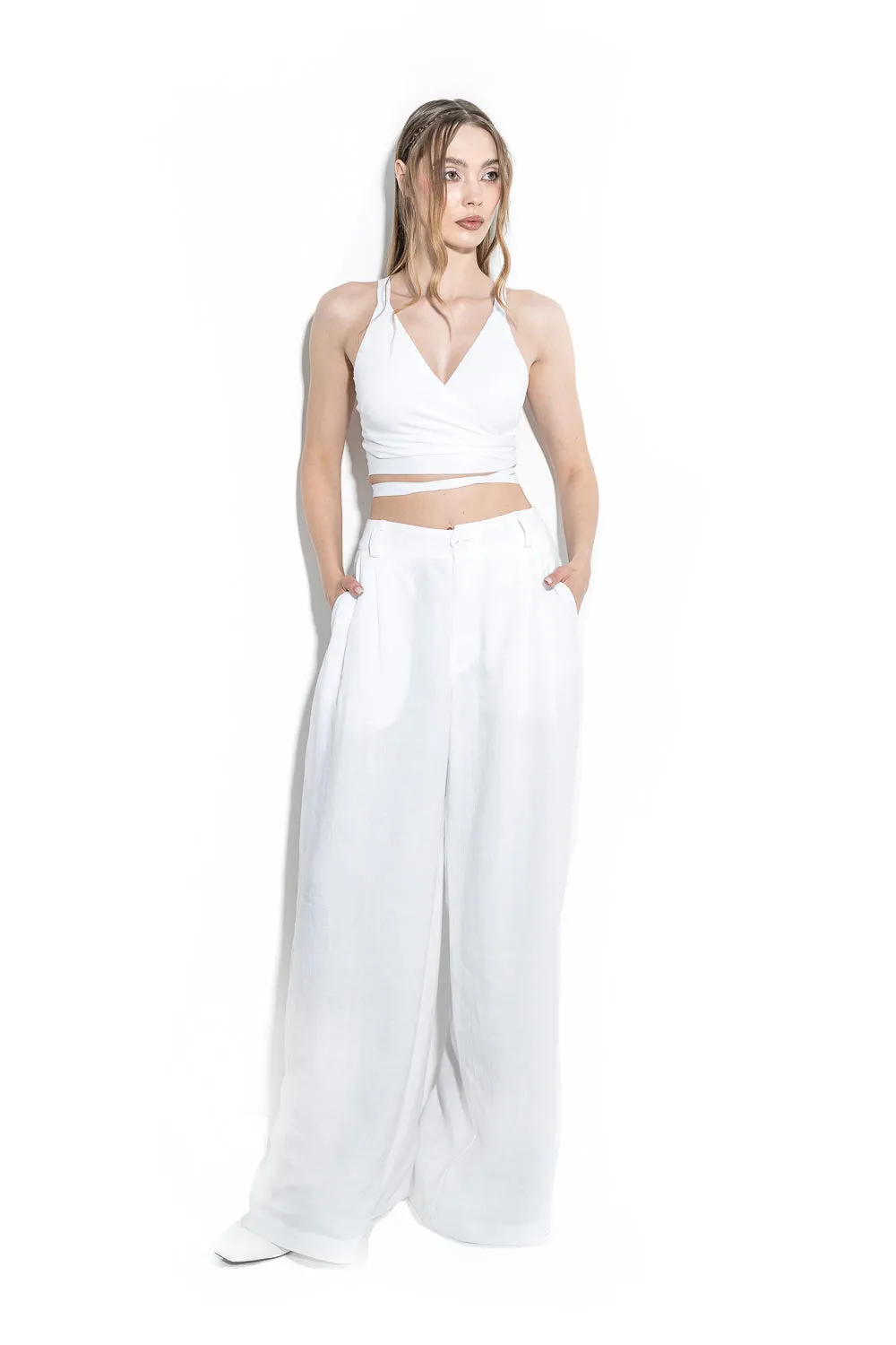 Volume linen pants