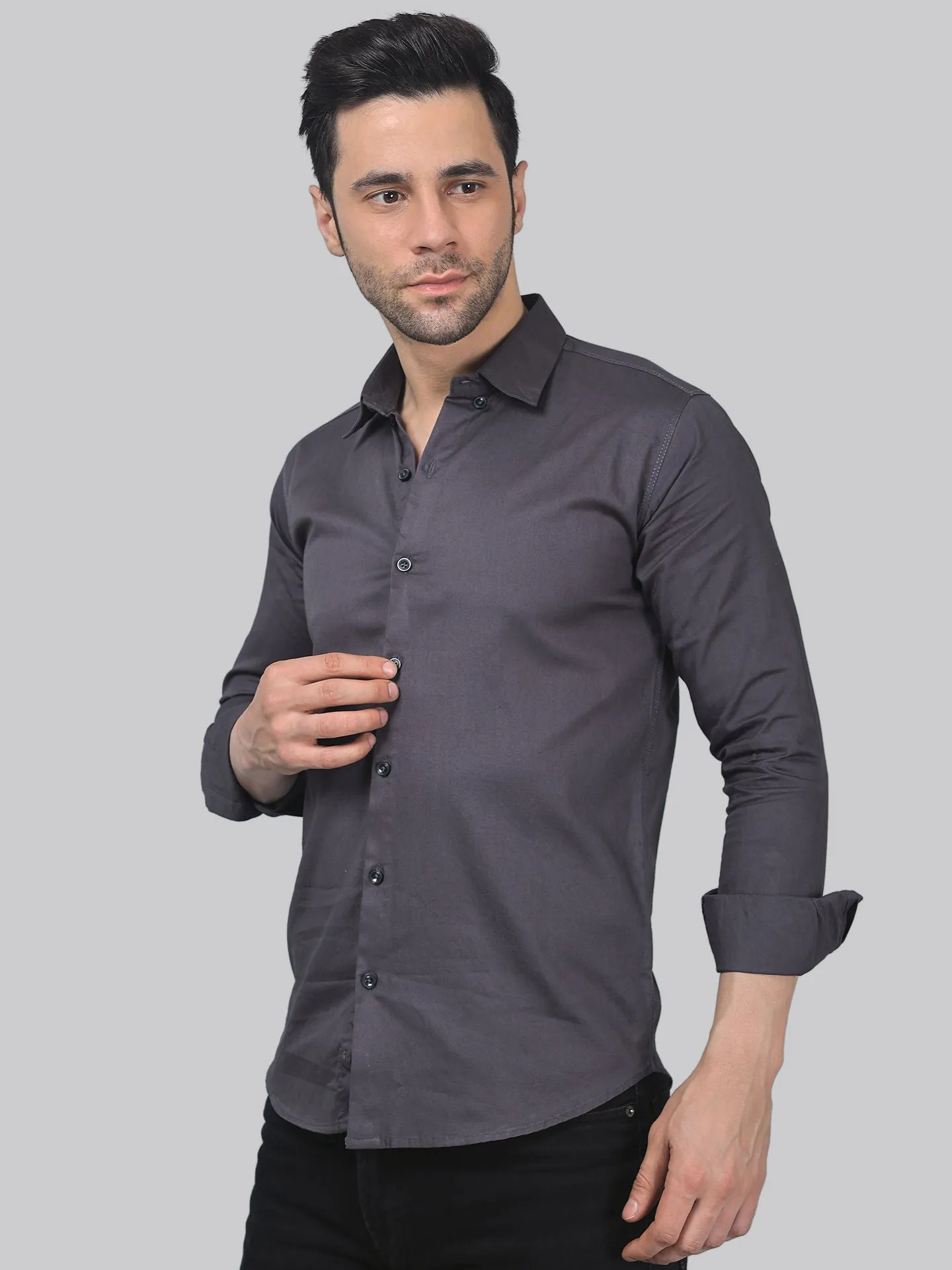 Whimsical TryBuy Premium Graphite Dress Shirt For Men