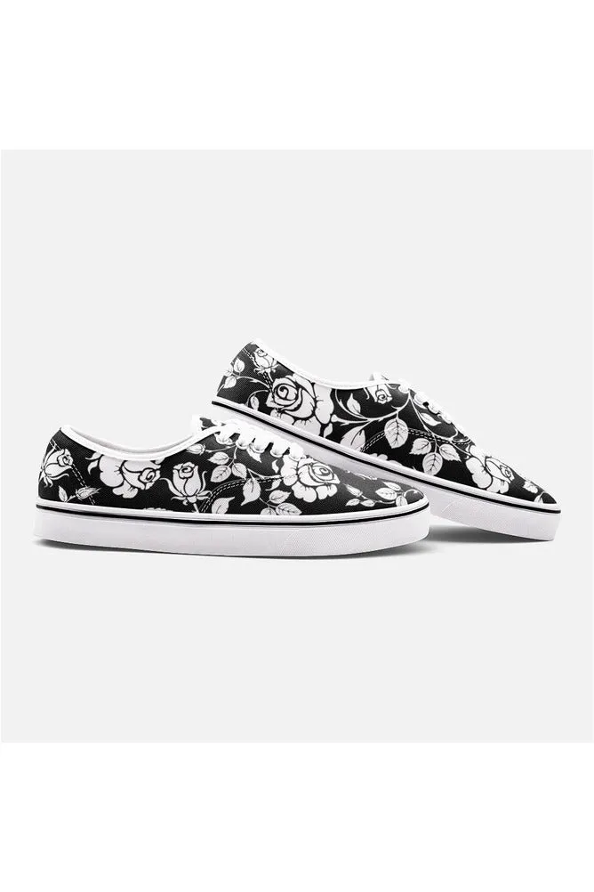 White Rose Silhouettes Unisex Canvas Sneakers