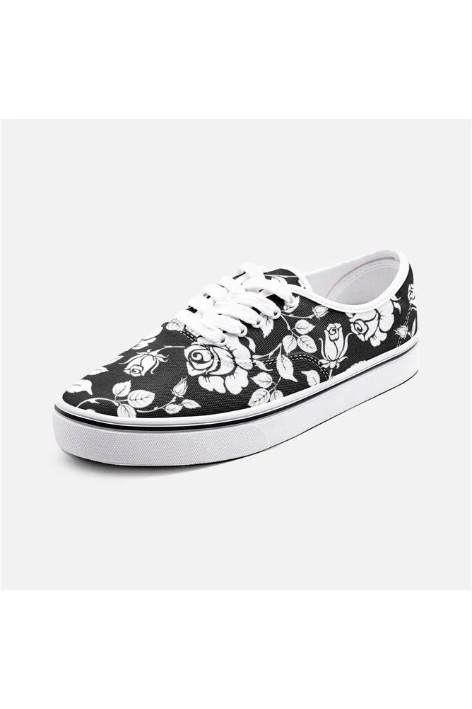 White Rose Silhouettes Unisex Canvas Sneakers