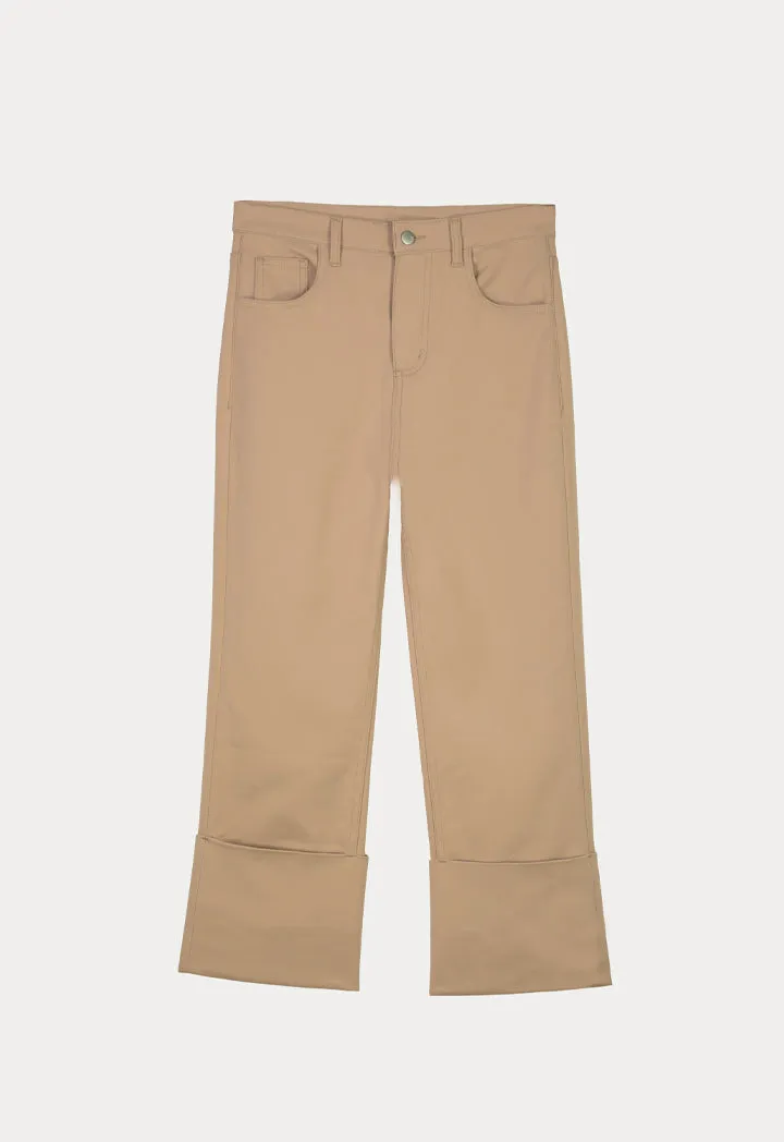 Wide Folded Solid Pants