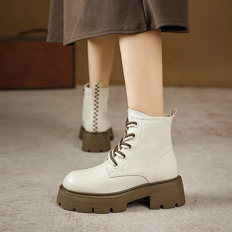 Women Autumn Leather Fashion Casual Boots