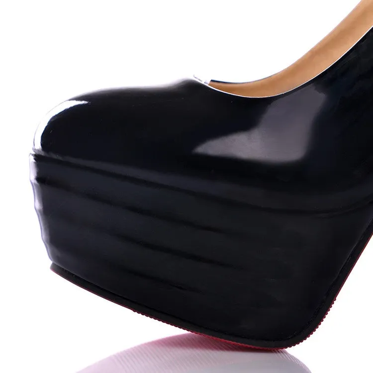 Women's Round Toe High Heels Platform Pumps