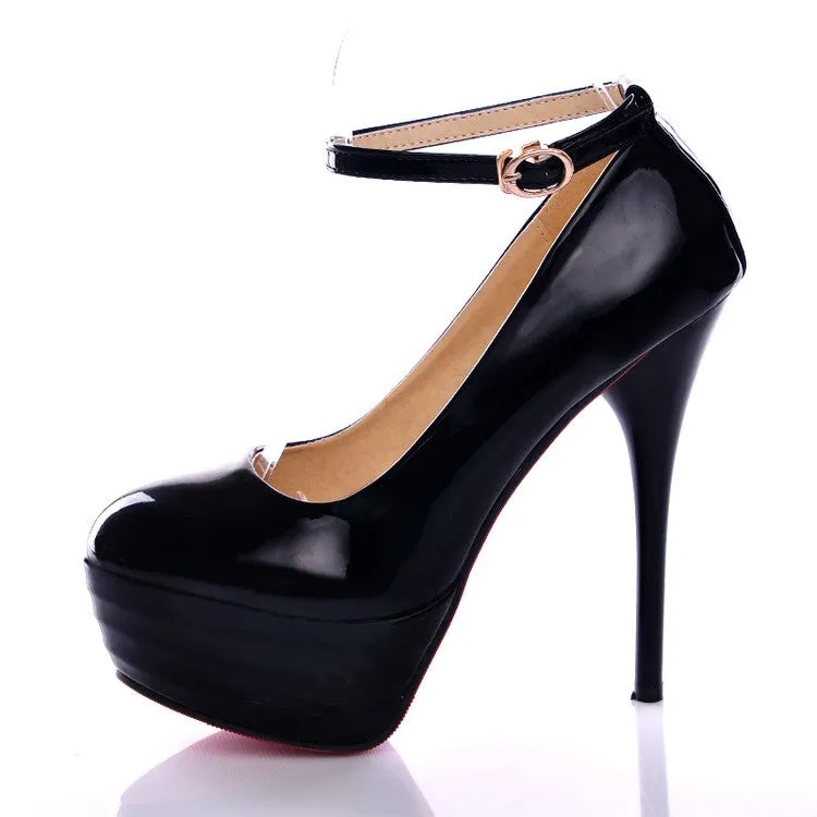 Women's Round Toe High Heels Platform Pumps