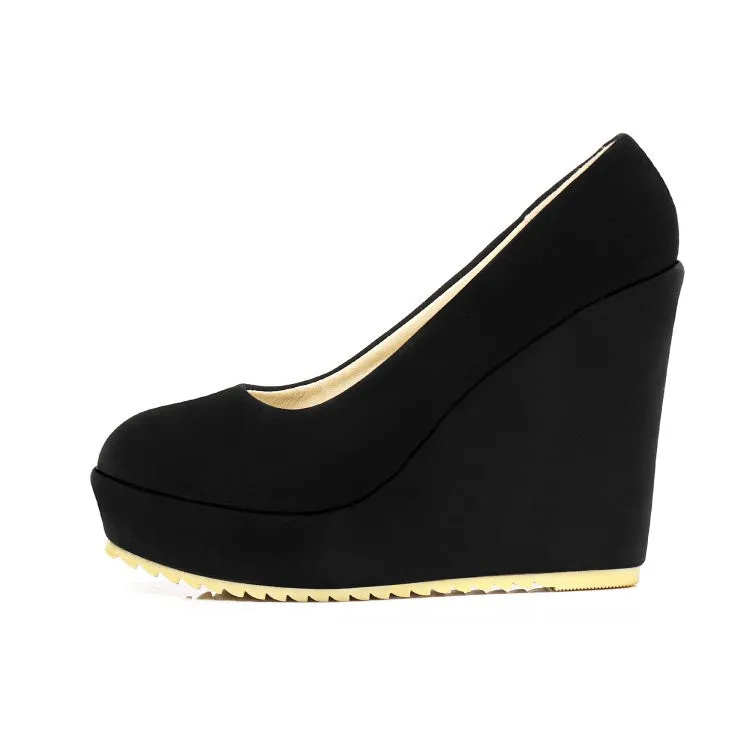 Women's Suede Platform Wedges Heels Pumps