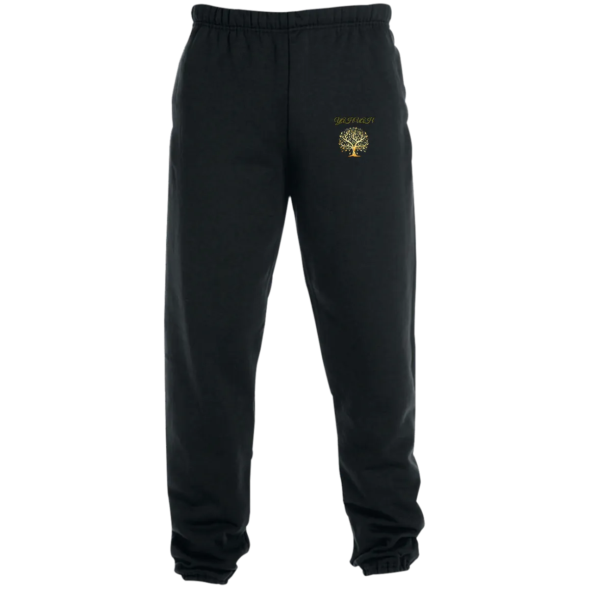 Yahuah-Tree of Life 01 Men's Designer Joggers with Pockets (Black/True Navy)